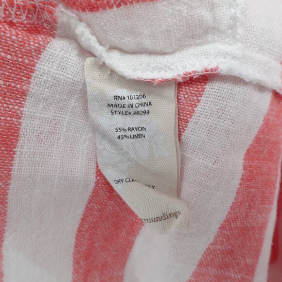 Soft Surroundings Linen Blend Cold Shoulder Red Striped Tunic Beach Women Size S - Picture 11 of 11